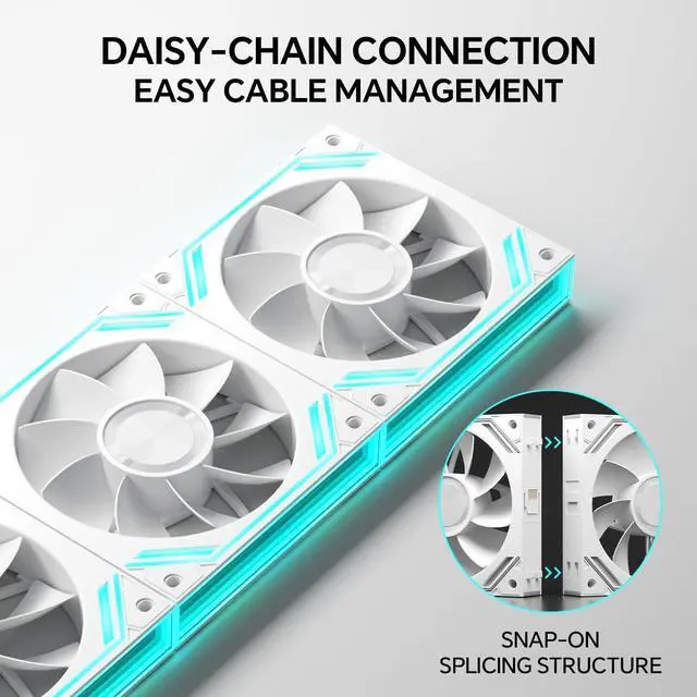 Alt view image 2 of 5 - iHTP G120PRO 120mm ARGB Reverse Case Fan, Daisy-Chain Connection, up to 1850RPM CPU Fan 3-Pack(White)