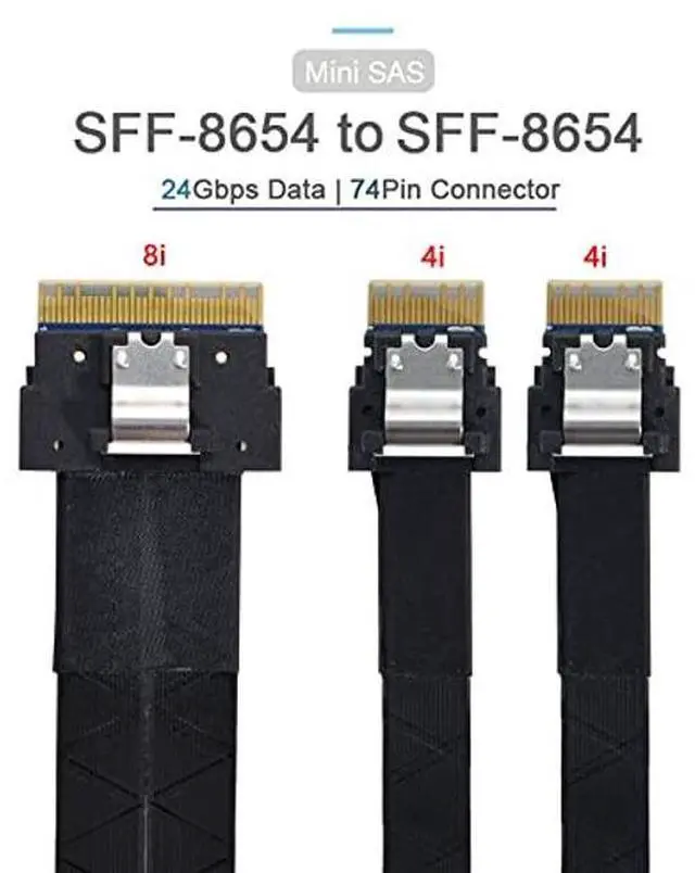 Alt view image 3 of 5 - xiwai PCI-E Ultraport Slimline SAS Slim 4.0 SFF-8654 8i 74pin to Dual SFF-8654 4i 38Pin Cable 40cm PCI-Express