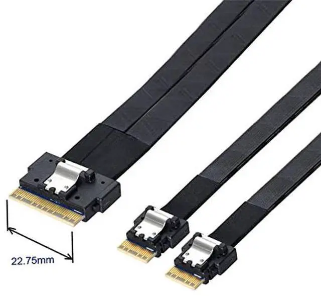 Alt view image 2 of 5 - xiwai PCI-E Ultraport Slimline SAS Slim 4.0 SFF-8654 8i 74pin to Dual SFF-8654 4i 38Pin Cable 40cm PCI-Express