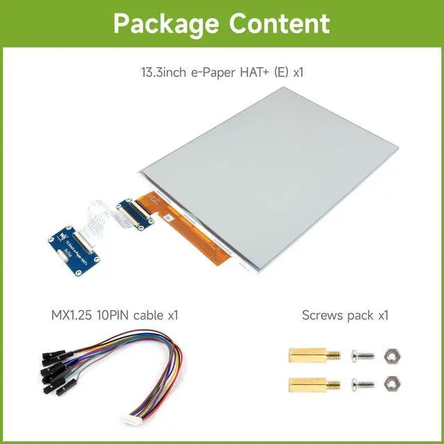 Alt view image 2 of 5 - Waveshare 13.3inch E Ink Spectra 6 (E6) Full Color E-Paper Display, Compatible with Raspberry Pi 5/4B, 1600x1200, SPI, with HAT+ Standard Driver HAT