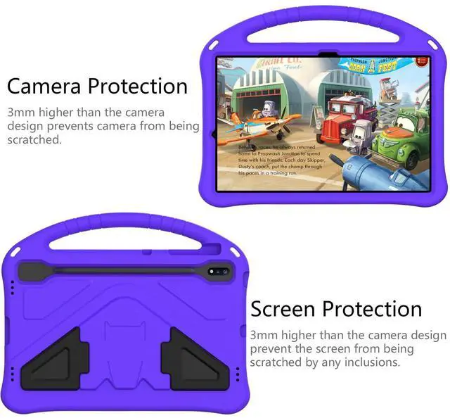 Alt view image 4 of 5 - Dteck Galaxy Tab S10/S9/S8 Ultra 14.6" Case, Lightweight Shockproof Rugged EVA Kids Case with Handle Stand & Pencil Holder, Purple