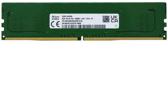 Main image of SK Hyn(Hynix) Original 8GB (1x8GB) DDR5 5600MHz (or 4800MHz PC5-38400) High-Performance Gaming RAM PC5-44800 UDIMM Unbuffered Non-ECC 1Rx16 CL46 Desktop PC Memory Upgrade HMCG66AGBUA081N Adamanta