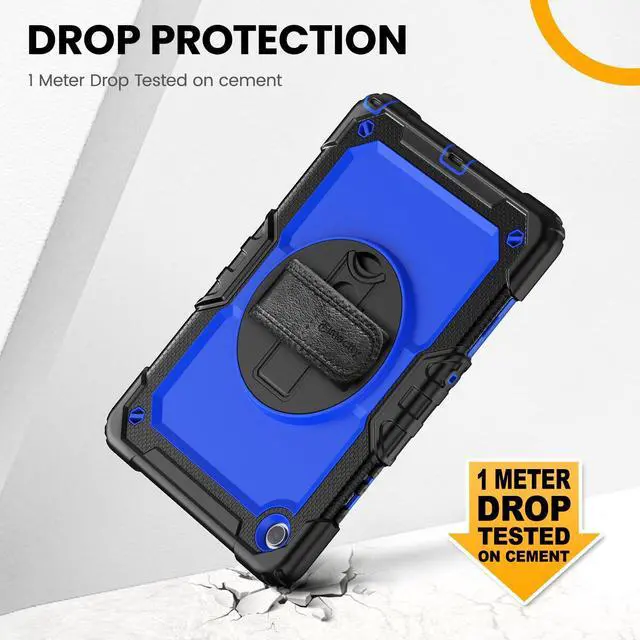 Alt view image 3 of 5 - Timecity Case for Samsung Galaxy Tab A9+/ A9 Plus 5G Tablet Case 11'' 2024 SM-X210/X216/X218, Full-Body Protective Case with Screen Protector, 360deg Rotating Stand, Hand&Shoulder Strap- Dark Blue