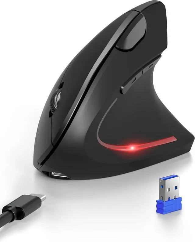 Main image of TECKNET Ergonomic Mouse with Jiggler, Bluetooth Wireless Vertical Mouse, 4800DPI Rechargeable Carpal Tunnel Mouse, Undetectable Random Movement Keeps Computers Awake for PC, Laptop