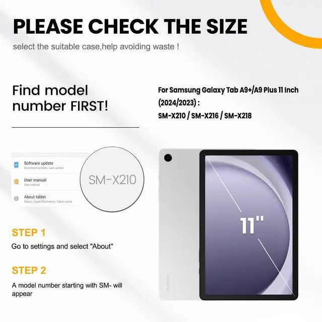 Alt view image 2 of 5 - Timecity Case for Samsung Galaxy Tab A9+/ A9 Plus 5G Tablet Case 11'' 2024 SM-X210/X216/X218, Full-Body Protective Case with Screen Protector, 360deg Rotating Stand, Hand&Shoulder Strap- Dark Blue