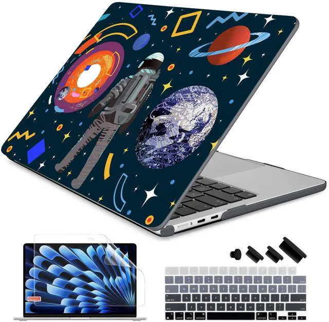 Main image of Batianda Premium Case for New MacBook Air 15 inch 2025 M4 2024 2023 with M3 M2 Chip Model A3241/A3114, Designed Protective Plastic Hardshell & Keyboard Cover & Screen Protector, Astronaut Planet