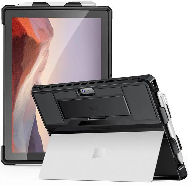 Main image of ProCase Case for 12.3 Inch Surface Pro 7 Plus, Pro 7, Pro 6, Pro 5, Pro 4, Pro LTE, Heavy Duty Case, Rugged Shockproof Protective Case with Pen Holder Grip - Black