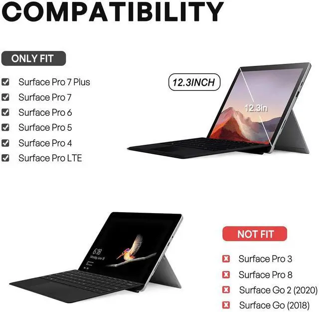 Alt view image 2 of 5 - ProCase Case for 12.3 Inch Surface Pro 7 Plus, Pro 7, Pro 6, Pro 5, Pro 4, Pro LTE, Heavy Duty Case, Rugged Shockproof Protective Case with Pen Holder Grip - Black