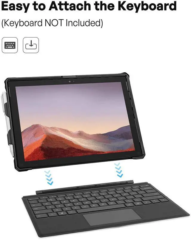 Alt view image 4 of 5 - ProCase Case for 12.3 Inch Surface Pro 7 Plus, Pro 7, Pro 6, Pro 5, Pro 4, Pro LTE, Heavy Duty Case, Rugged Shockproof Protective Case with Pen Holder Grip - Black