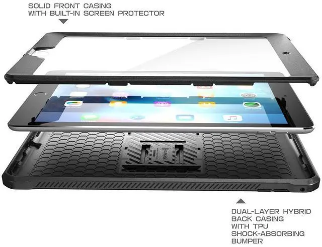 Alt view image 4 of 5 - SUPCASE for iPad 9.7 Inch Case 6th/5th Generation (Unicorn Beetle Pro), [Built-in Screen Protector & Stand] Heavy Duty Full Body Shockproof Rugged Protective Case for iPad 9.7" 2018/2017, Black