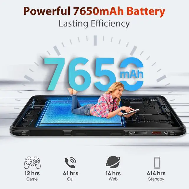 Alt view image 3 of 5 - Ulefone Armor Pad Lite Rugged Tablet(WiFi Only), 7650mAh, 8 Inch IP69K Waterproof Tablet, Octa Core 3GB + 32GB Android 13, Dual Speakers, uSmart Expansion Connector, 13MP + 5MP, 5G WiFi/BT5.2/GPS/NFC