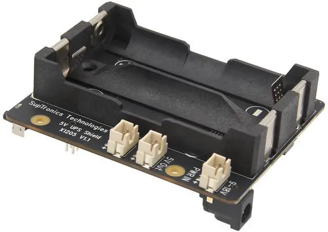 Main image of Geekworm X1205 5V UPS HAT Shield for Raspberry Pi 5|Max 5.1V 6A Output|Wide 9-18V Input|Auto Power On|Safe Shutdown|Power Loss Detection Function