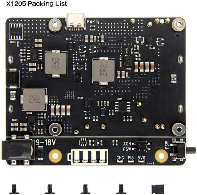 Alt view image 4 of 5 - Geekworm X1205 5V UPS HAT Shield for Raspberry Pi 5|Max 5.1V 6A Output|Wide 9-18V Input|Auto Power On|Safe Shutdown|Power Loss Detection Function
