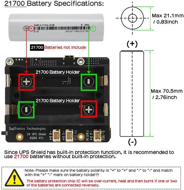 Alt view image 5 of 5 - Geekworm X1205 5V UPS HAT Shield for Raspberry Pi 5|Max 5.1V 6A Output|Wide 9-18V Input|Auto Power On|Safe Shutdown|Power Loss Detection Function