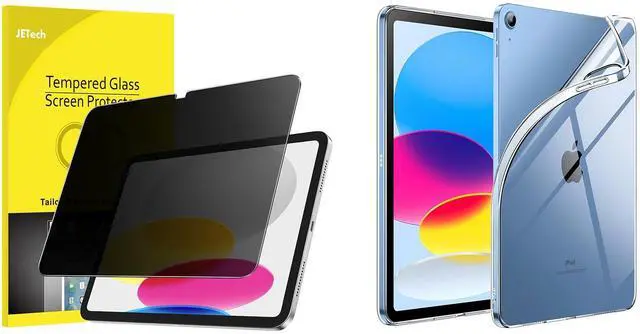 Main image of JETech iPad (A16) 11th/10th Generation (2025/2022) Privacy Screen Protector and Soft TPU Case Bundle