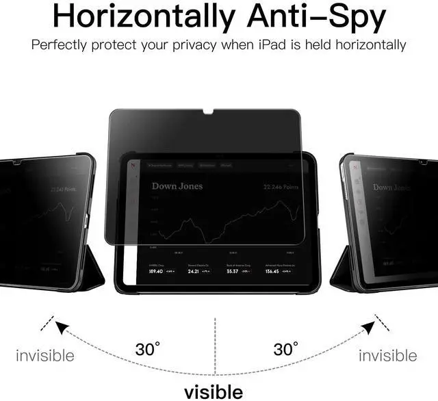 Alt view image 3 of 5 - JETech iPad (A16) 11th/10th Generation (2025/2022) Privacy Screen Protector and Soft TPU Case Bundle