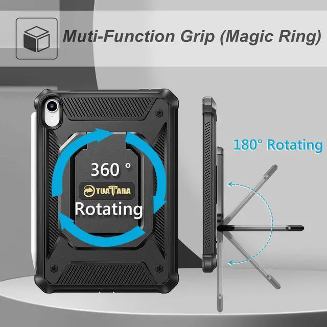 Alt view image 3 of 5 - Fintie Case for iPad Mini 7 (A17 Pro, 7th Generation) 2024 / iPad Mini 6 (6th Gen) 8.3 Inch, [Tuatara Magic Ring] 360 Degree Rotating Shockproof Rugged Cover with Screen Protector, Black
