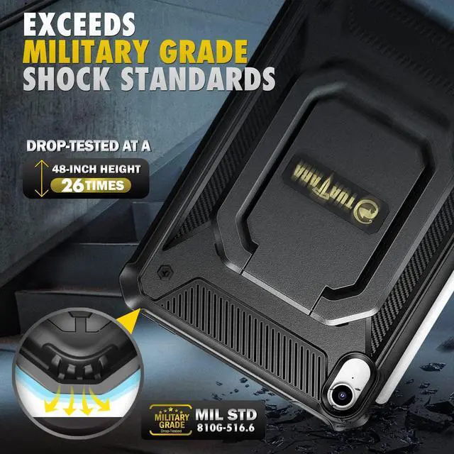 Alt view image 4 of 5 - Fintie Case for iPad Mini 7 (A17 Pro, 7th Generation) 2024 / iPad Mini 6 (6th Gen) 8.3 Inch, [Tuatara Magic Ring] 360 Degree Rotating Shockproof Rugged Cover with Screen Protector, Black