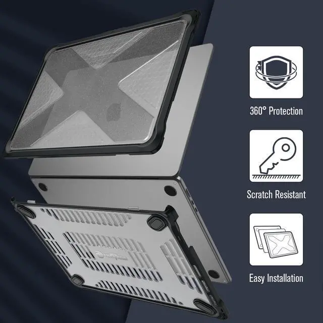 Alt view image 3 of 5 - Fintie Case for MacBook Air 13.6 Inch A3240 A3113 A2681 (2022 2023 2024 2025 Release) - Heavy Duty Rugged Hard Shell Case Cover with TPU Bumper for MacBook Air 13.6" M2 M3 M4 Chip, Glittering Clear