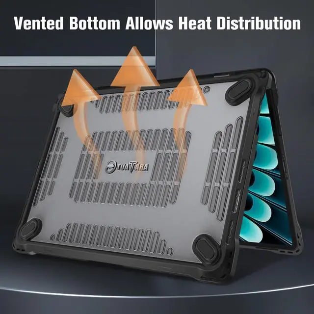 Alt view image 4 of 5 - Fintie Case for MacBook Air 13.6 Inch A3240 A3113 A2681 (2022 2023 2024 2025 Release) - Heavy Duty Rugged Hard Shell Case Cover with TPU Bumper for MacBook Air 13.6" M2 M3 M4 Chip, Glittering Clear