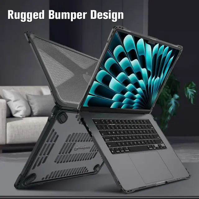 Alt view image 5 of 5 - Fintie Case for MacBook Air 13.6 Inch A3240 A3113 A2681 (2022 2023 2024 2025 Release) - Heavy Duty Rugged Hard Shell Case Cover with TPU Bumper for MacBook Air 13.6" M2 M3 M4 Chip, Glittering Clear