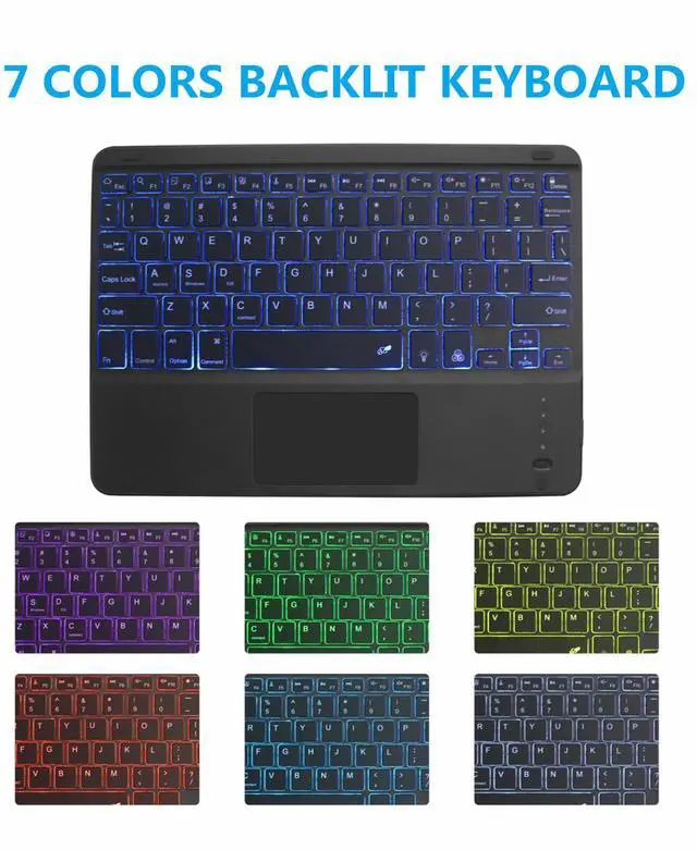 Alt view image 2 of 5 - Sunffice Bluetooth Keyboard with Touchpad,Ultra Silm 7 Colors Backlit Wireless Keyboard Rechargeable Portable Keypad with Trackpad for iPad iOS Android Windows Tablets PC Smartphone Universal(Black)