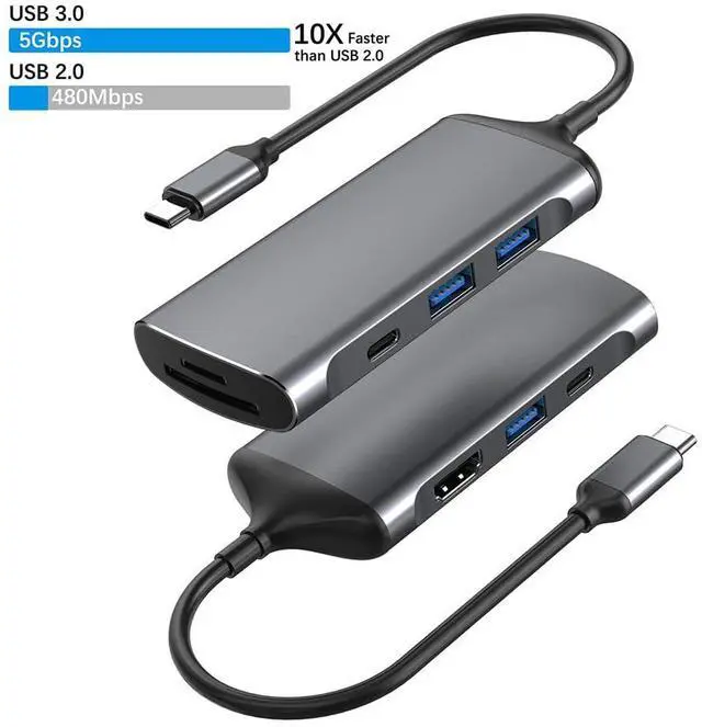 Alt view image 2 of 4 - MagBac USB C Docking Station 8-in-1 USB Hub Multiple Adapter with 4K HDMI Display Port, 4 USB A/C Data Ports, USB C PD 87W Port(Max 100W), SD/TF Card Slot for MacBook Air/Pro, HP, Dell, Lenovo