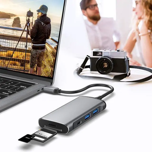 Alt view image 4 of 4 - MagBac USB C Docking Station 8-in-1 USB Hub Multiple Adapter with 4K HDMI Display Port, 4 USB A/C Data Ports, USB C PD 87W Port(Max 100W), SD/TF Card Slot for MacBook Air/Pro, HP, Dell, Lenovo