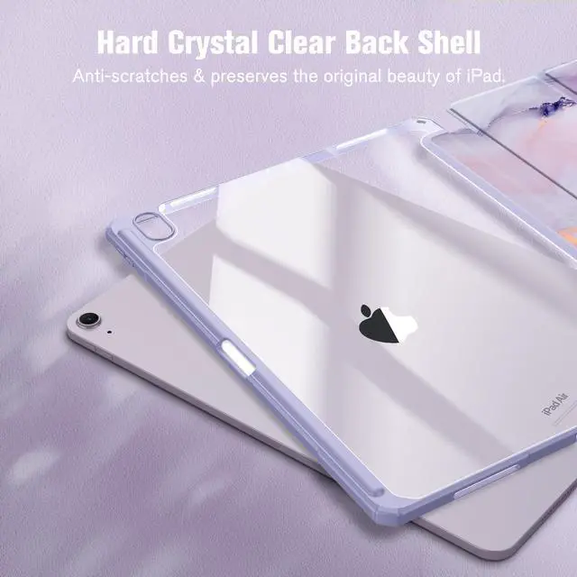Alt view image 4 of 5 - Fintie Bundle: Fintie Hybrid Slim Case for iPad Air 13-inch (M2) 2024, [Built-in Pencil Holder] Shockproof Cover Clear Transparent Back Shell + [2-Pack] Tempered Glass Screen Protector