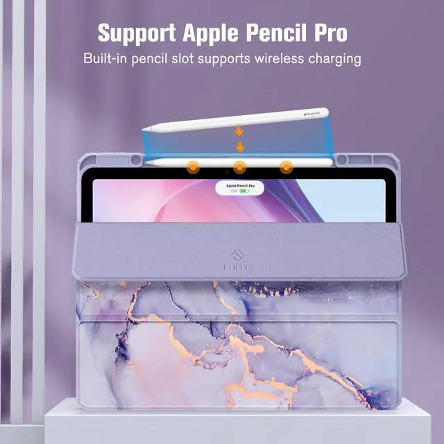 Alt view image 5 of 5 - Fintie Bundle: Fintie Hybrid Slim Case for iPad Air 13-inch (M2) 2024, [Built-in Pencil Holder] Shockproof Cover Clear Transparent Back Shell + [2-Pack] Tempered Glass Screen Protector
