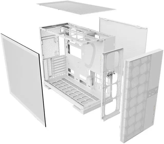 Alt view image 4 of 5 - Geometric Future M5 Vent Mesh Panel Tempered Glass Mid Tower, E-ATX/ATX Gaming Case, High Airflow, 1.2mm Steel, Type C, Support 420/360 Radiator, ARGB PWM 140m fan x 5 Pre-Installed, White, GEO-M5VF-W