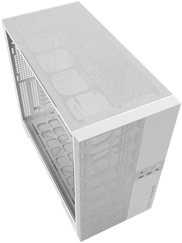 Alt view image 5 of 5 - Geometric Future M5 Vent Mesh Panel Tempered Glass Mid Tower, E-ATX/ATX Gaming Case, High Airflow, 1.2mm Steel, Type C, Support 420/360 Radiator, ARGB PWM 140m fan x 5 Pre-Installed, White, GEO-M5VF-W