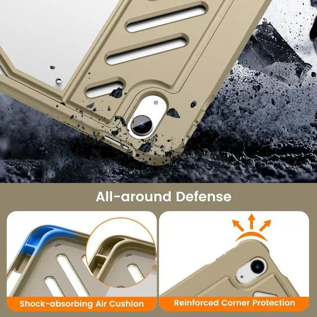 Alt view image 3 of 5 - MoKo Case for iPad (A16) 11th Generation 11-inch 2025/iPad 10th Generation 10.9-inch 2022 with Pencil Holder, [10 Strong Magnetic Viewing Angle] Fully-Body Rugged Heavy Duty Protective Case, Khaki