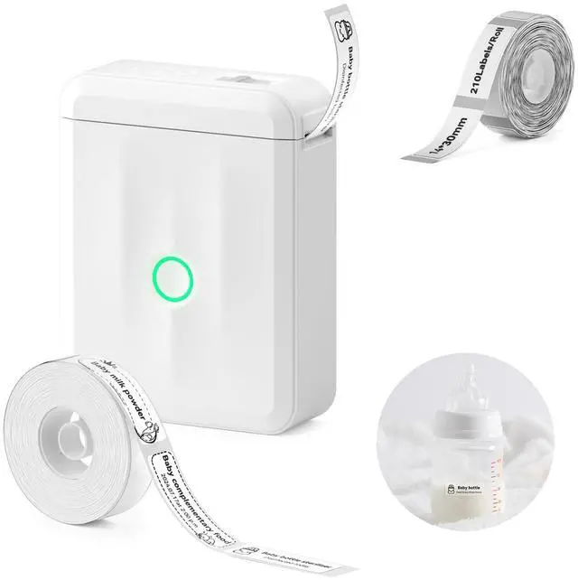 Main image of NIIMBOT Bundle Clear Label Maker with 2 Roll Label Tapes, D110 Mini Portable Bluetooth Thermal Printer, Sticker Maker with Multiple Templates for Nursery School Baby Bottle Clothes Toy Books Storage