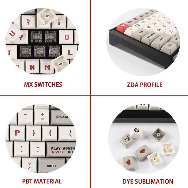 Alt view image 4 of 5 - YMDK 146 Key Gameboy Dye Sub ZDA PBT Keycap Similar to XDA for MX Keyboard 104 87 61 Melody 96 KBD75 ID80 GK64 68(Only Keycap) (Gameboy)