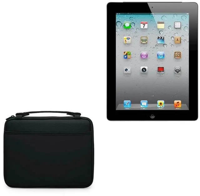 Main image of BoxWave Case Compatible with iPad (2nd Gen 2011) - Hard Shell Briefcase, Slim Messenger Bag Briefcase Cover Side Pockets - Jet Black