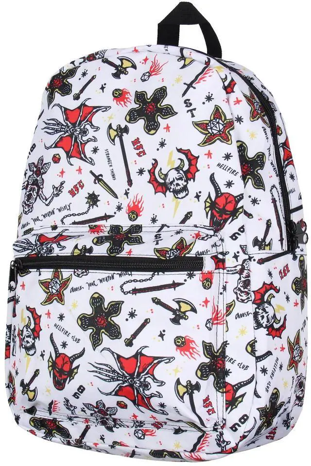 Main image of Stranger Things Backpack Hellfire Club Allover Print Laptop School Travel Backpack