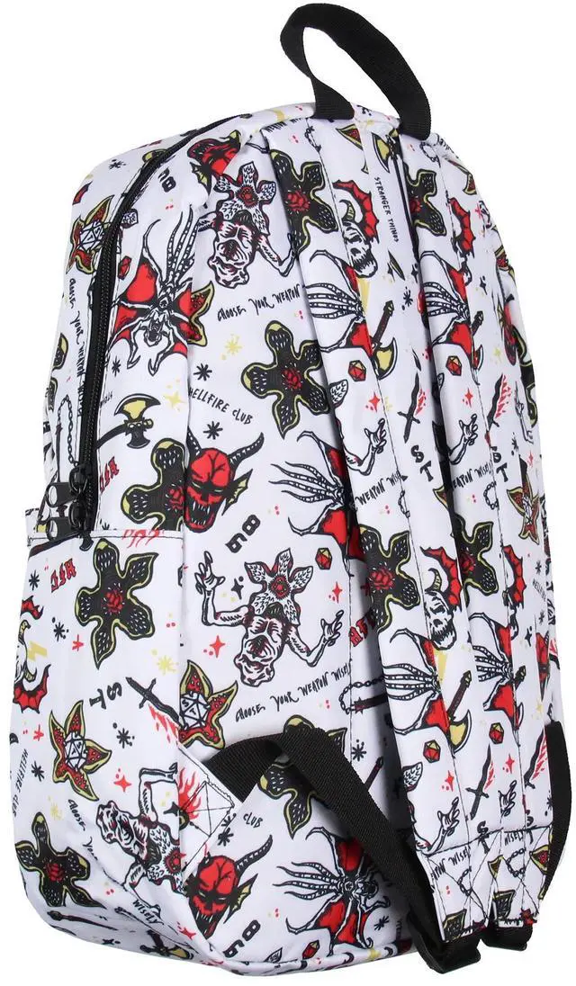 Alt view image 3 of 4 - Stranger Things Backpack Hellfire Club Allover Print Laptop School Travel Backpack