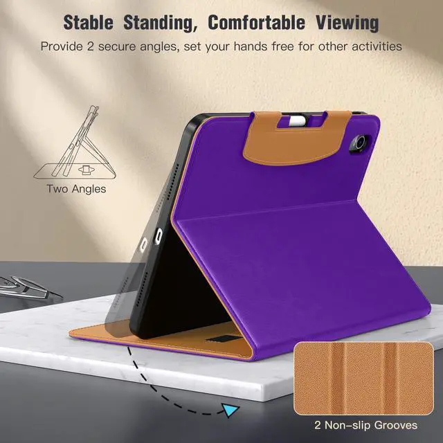 Alt view image 4 of 5 - MoKo for New iPad (A16) 11th Generation Case 11-inch 2025, iPad 10th Generation Case 10.9" 2022 with Pencil Holder & Pocket, Premium Leather Folio Stand Cover, Multiple Viewing Angles, Purple Violet