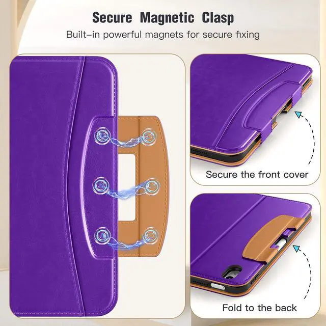Alt view image 3 of 5 - MoKo for New iPad (A16) 11th Generation Case 11-inch 2025, iPad 10th Generation Case 10.9" 2022 with Pencil Holder & Pocket, Premium Leather Folio Stand Cover, Multiple Viewing Angles, Purple Violet