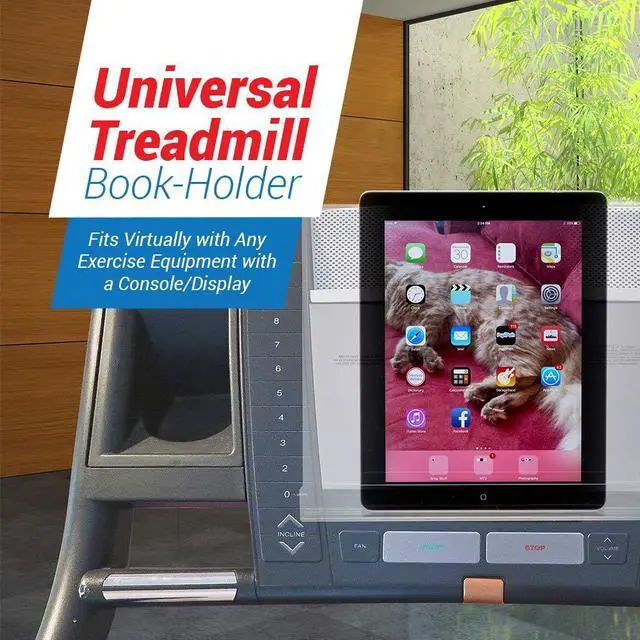 Alt view image 4 of 5 - Treadmill Tablet Holder - Exercise Bike Reading Stand/Acrylic Book Holder - Clear Acrylic Stand for Ipad, Tablet, Magazines and Books (11x11x2.5 Inches)