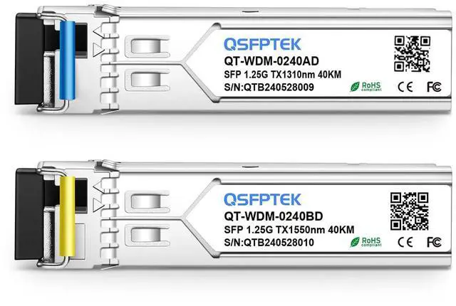 Alt view image 2 of 4 - 1.25G SFP 1000BASE-BX-D BIDI WDM Transceiver, 40KM Simplex LC DDM Optical fiber transceiver Tx1310/Rx1550nm for Cisco GLC-BX-40U, Cisco GLC-BX-40D, Ubiquiti, Mikrotik, D-Link, Supermicro, Netgear