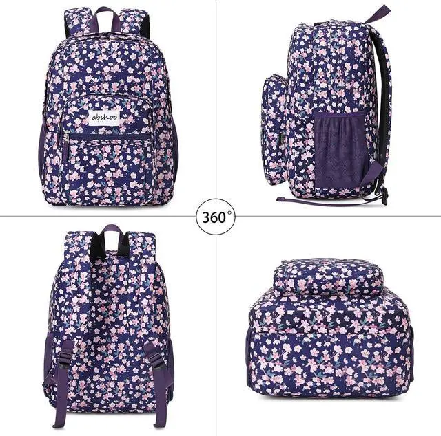 Alt view image 2 of 5 - abshoo Womens Floral School Backpack For College Teen Girls Water Resistant Bookbag (Floral Purple)