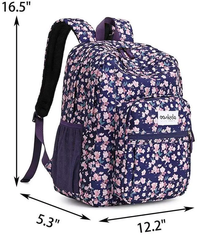 Alt view image 5 of 5 - abshoo Womens Floral School Backpack For College Teen Girls Water Resistant Bookbag (Floral Purple)