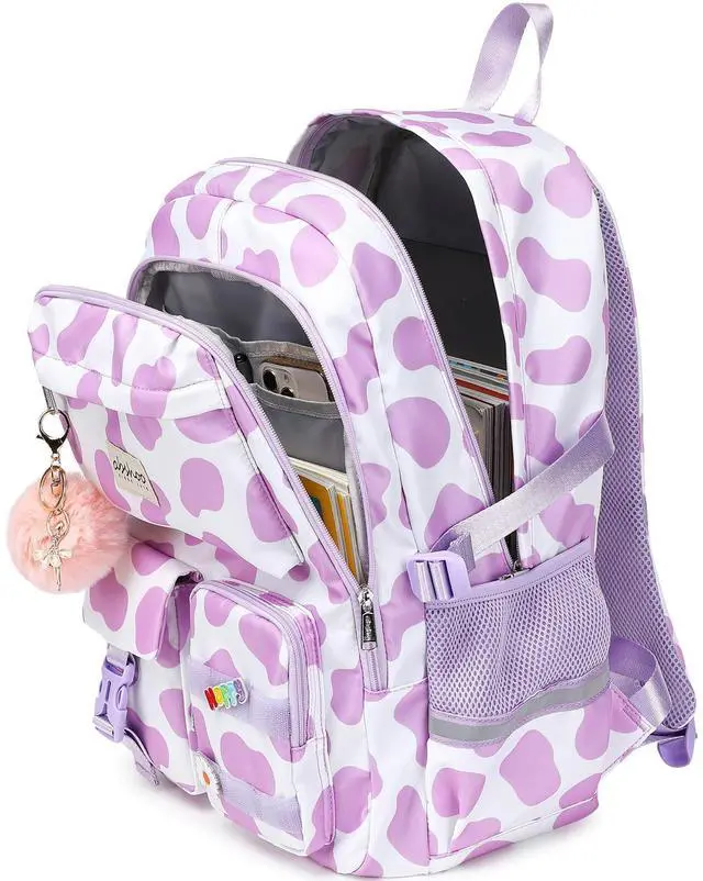 Alt view image 4 of 5 - abshoo Big Student Laptop Backpack For College Women Middle High School Teen Girls Bookbag Travel Daypack (Cow Print Purple)