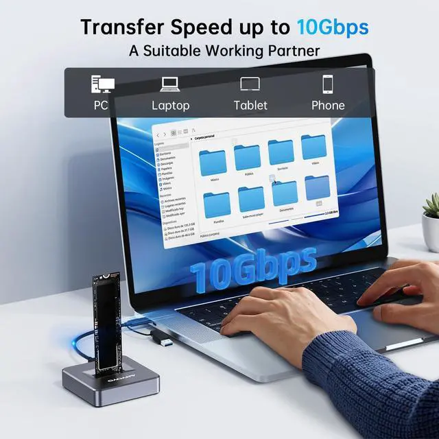 Alt view image 2 of 5 - M.2 NVMe SSD Reader Adapter, ANYOYO 10Gbps nvme to USB Adapter for M/B&M Key SSD, Tool-Less M.2 to USB Adapter Support M.2 (M Key) NVMe SSD and (B+M Key) for 2230 2242 2260 2280