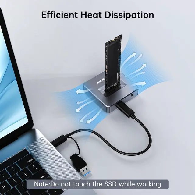Alt view image 4 of 5 - M.2 NVMe SSD Reader Adapter, ANYOYO 10Gbps nvme to USB Adapter for M/B&M Key SSD, Tool-Less M.2 to USB Adapter Support M.2 (M Key) NVMe SSD and (B+M Key) for 2230 2242 2260 2280
