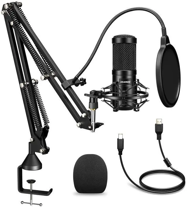 Main image of Aokeo USB Condenser Microphone, 192kHZ/24bit Professional PC Streaming Podcast Cardioid Microphone Kit with Boom Arm, Shock Mount, Pop Filter, for Recording, Gaming, YouTube,Meeting, Discord