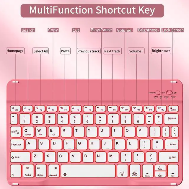 Alt view image 4 of 5 - aoub Keyboard Case for iPad 11th (A16) / 10th Generation Case 2025/2022 11/10.9 Inch with Pencil Holder - 7 Colors Backlit Wireless Detachable Folio Keyboard Soft TPU Back Cover - Pink