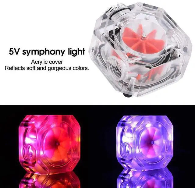 Alt view image 3 of 5 - CPU Water Cooler,5V G1/4 Liquid CPU Cooler RGB CPU Water Block Water Cooling System Flow Meter Indicator Acrylic Replacement for PC Computer